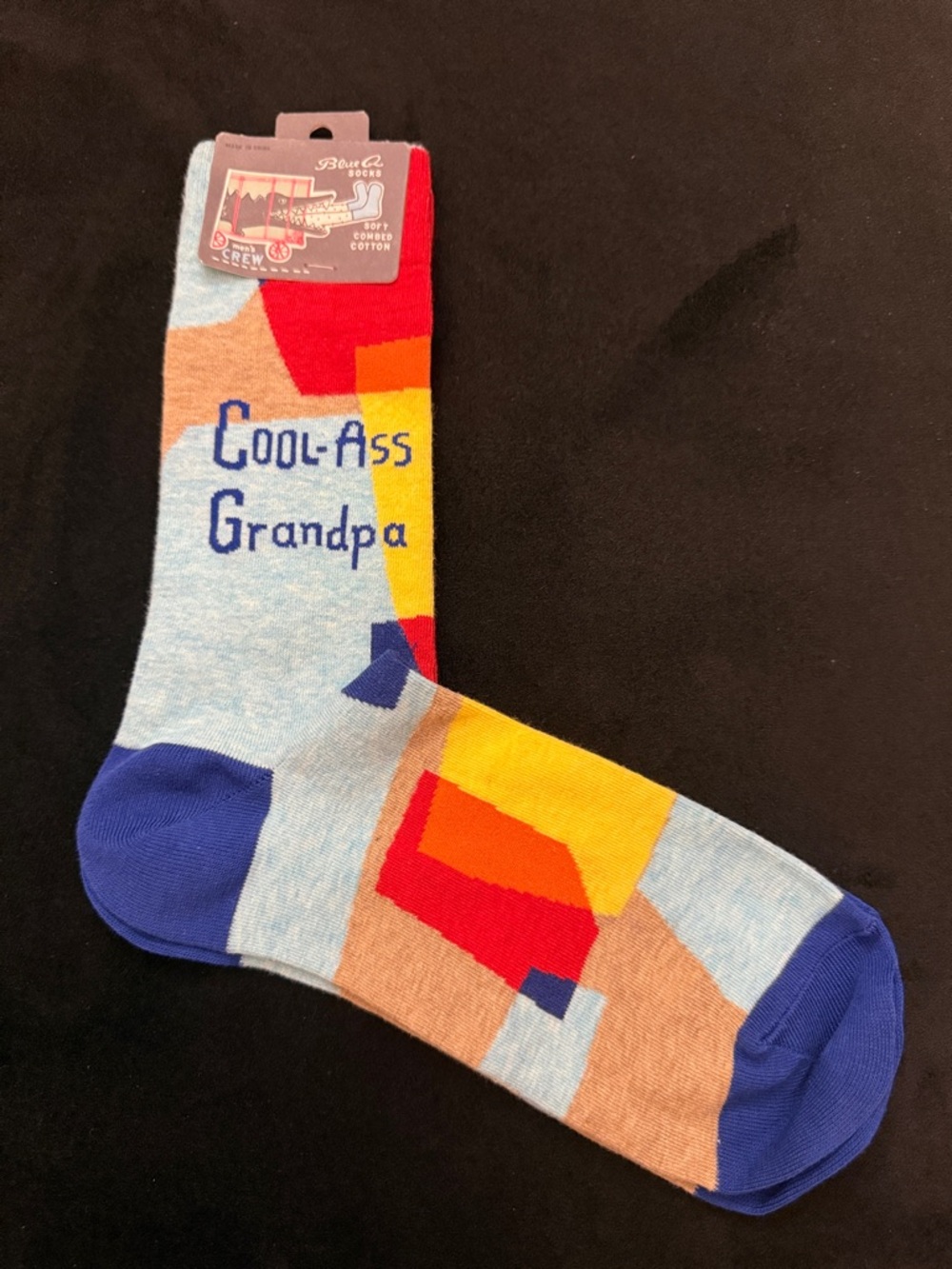 Cool-Ass Grandpa Colorblock Crew Socks - Blue